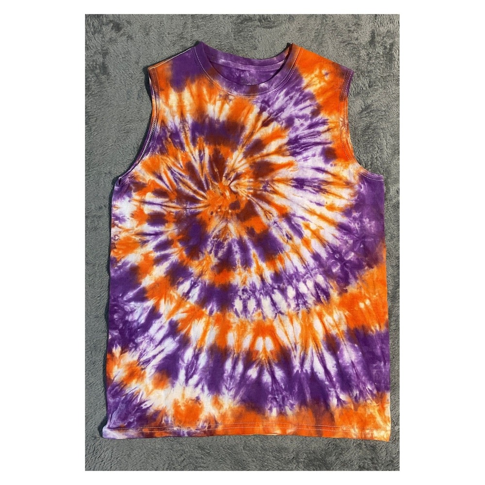 Fruit of the Loom Boys Tie Dye Tank Top Purple Orange Size 10/12